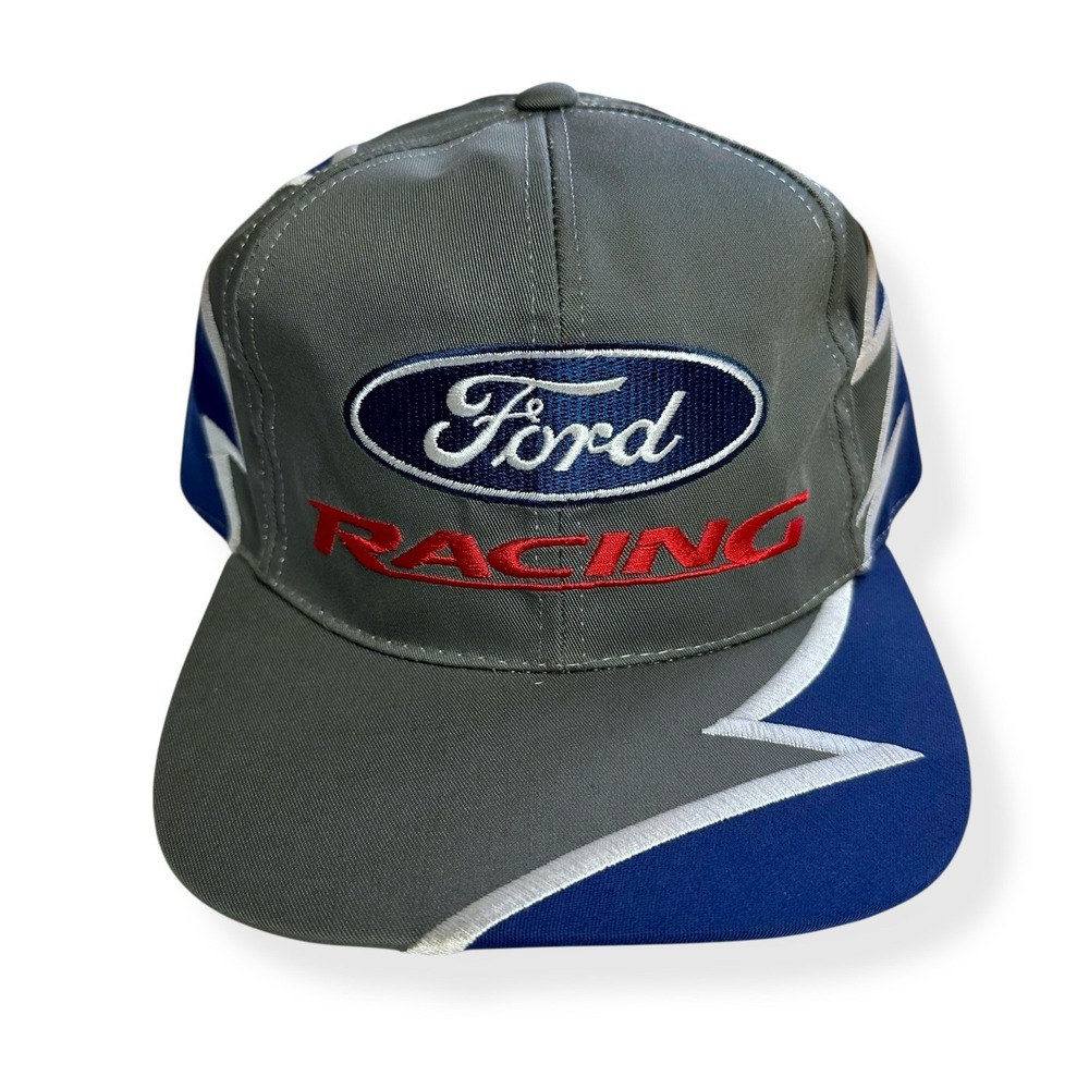 NASCAR Ford Racing Embroidered Logo Snapback Hat Shark Tooth Checkered‎ Flag